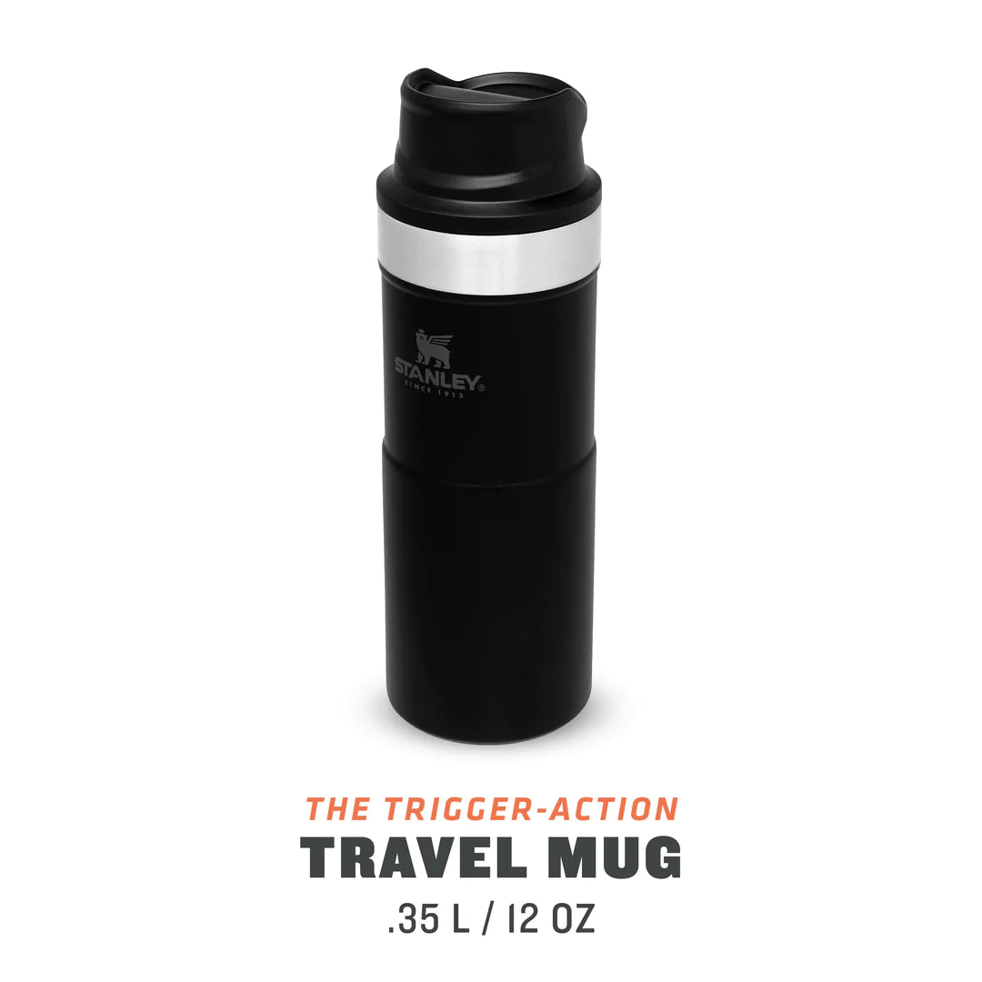 Stanley Classic Trigger-Action Mug 0.35L Matte Black Pebble inhoud